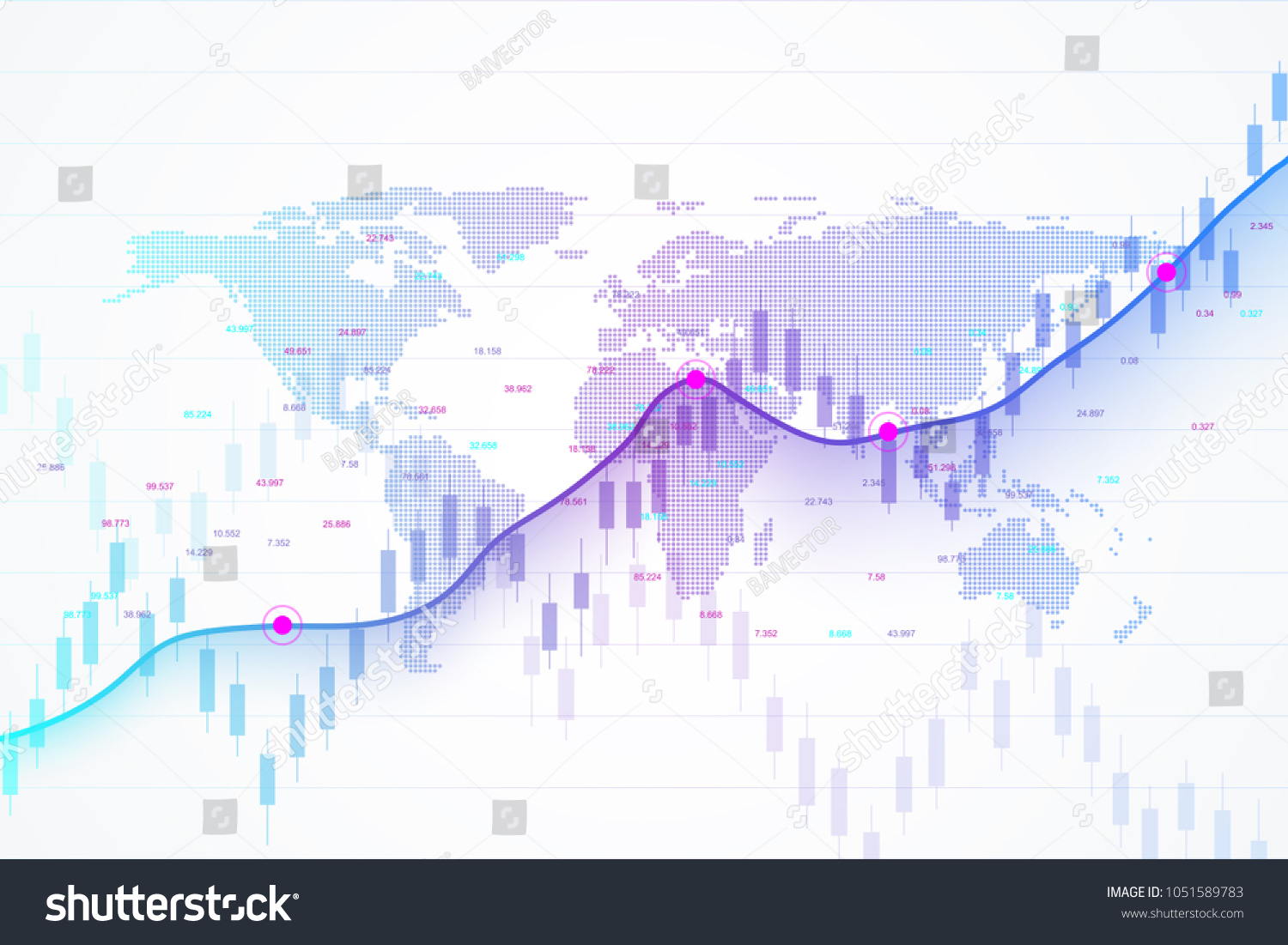 SVG of Stock market and exchange. Candle stick graph chart of stock market investment trading. Stock market data. Bullish point, Trend of graph. Vector illustration svg