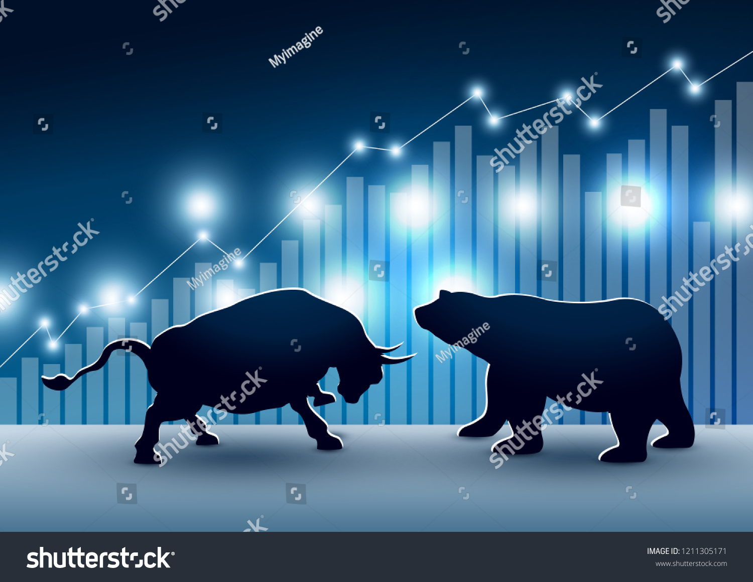 Stock Market Design Bull Bear Graph Stock Vector (Royalty Free