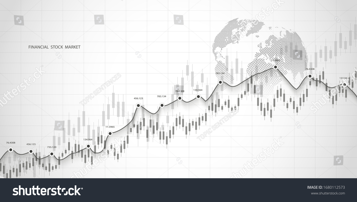 SVG of Stock market graph or forex trading chart for business and financial concepts, reports and investment on grey background . Vector illustration svg