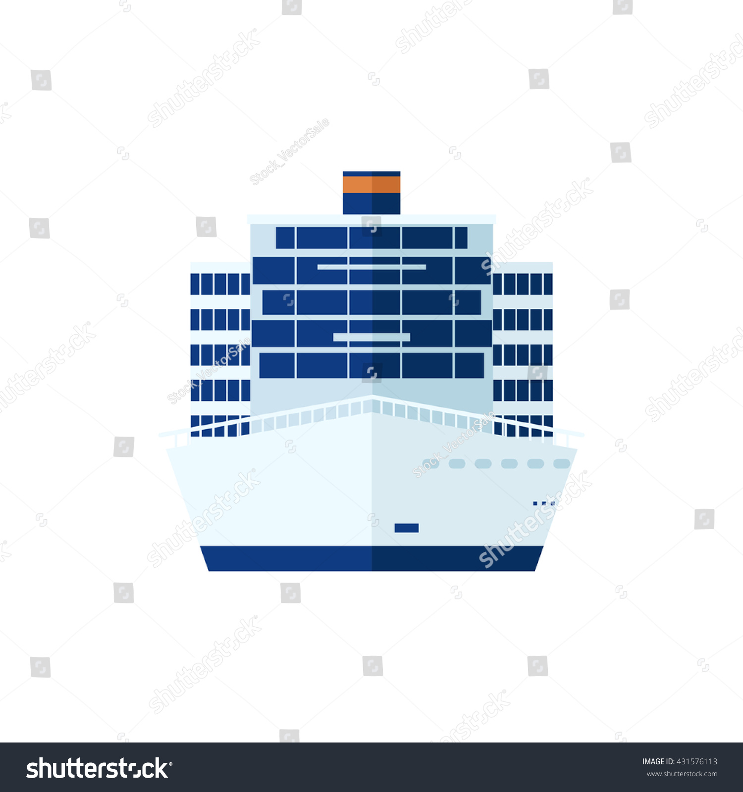 SVG of Stock Vector illustration of cruise ship isolated, front view on white background, liner in flat style for infographic svg