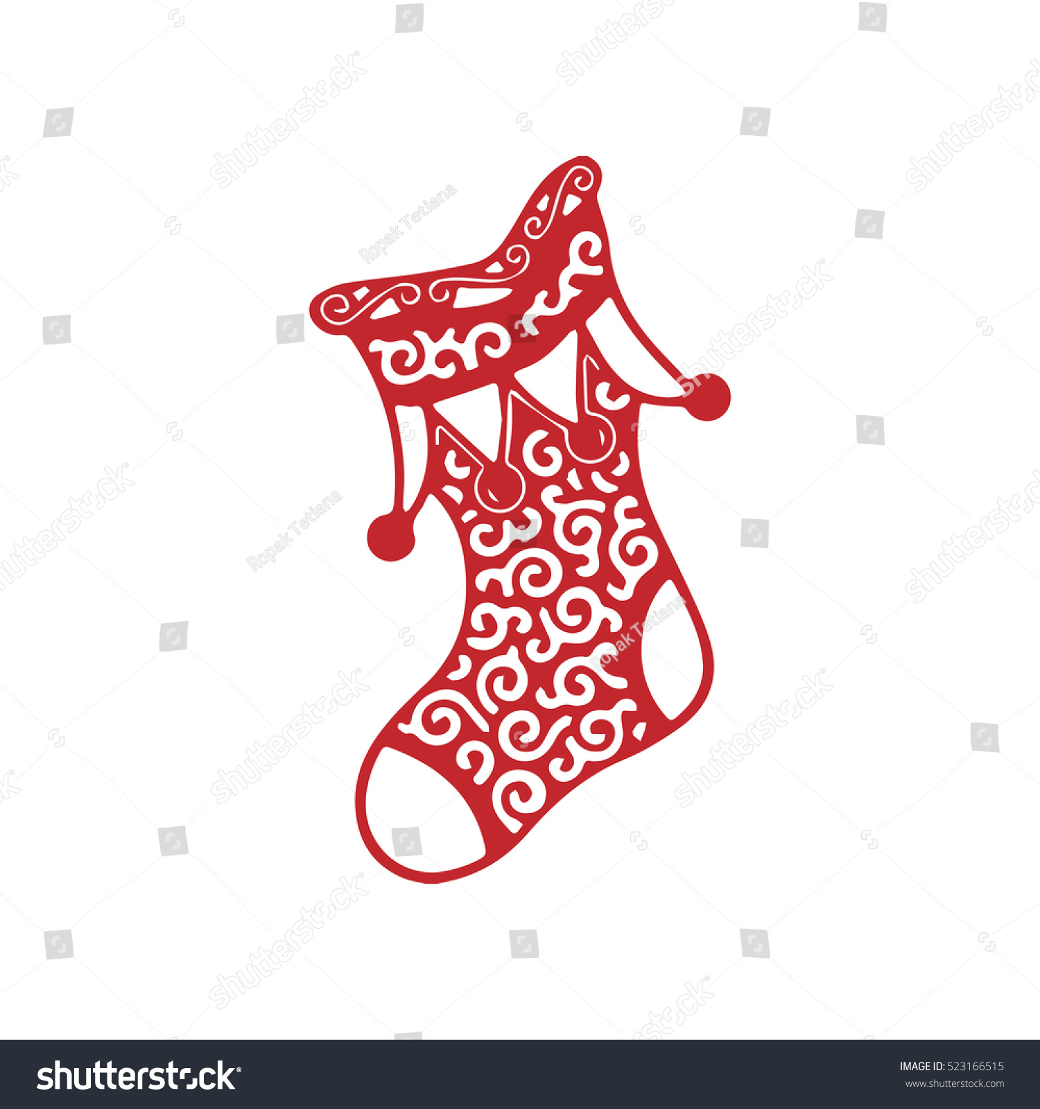 Stocking christmas present Vector illustration Christmas Sock lace pattern Christmas and New Year
