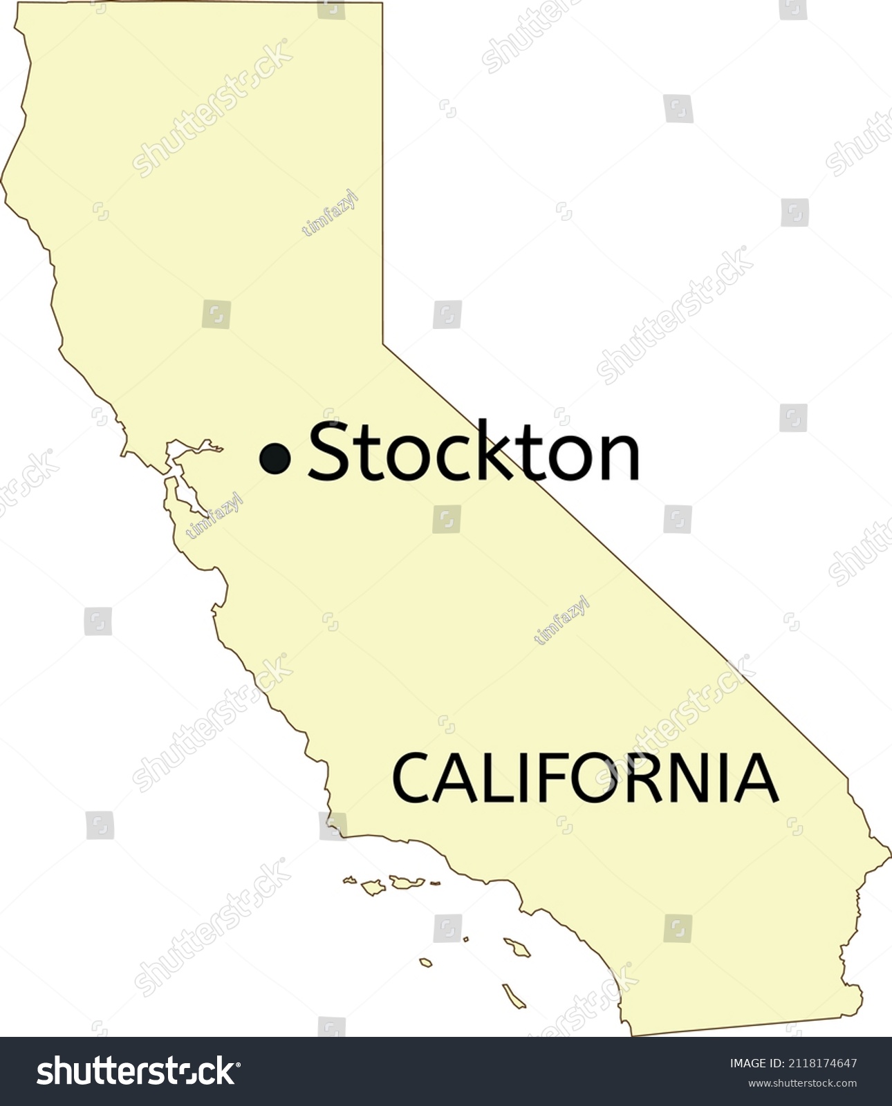 Stockton City Location On California Map Stock Vector (Royalty Free ...