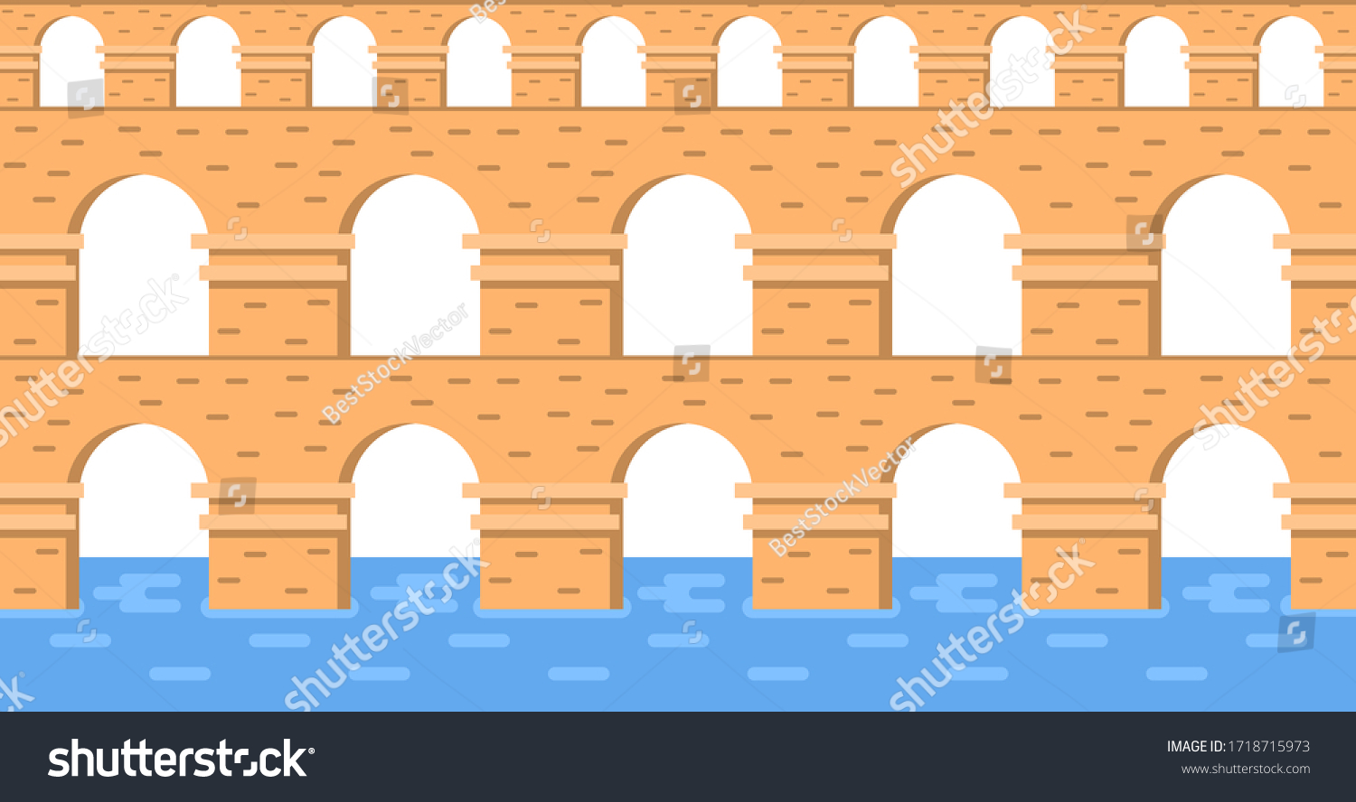 SVG of Stone bridge aqueduct vector. City architecture element and ancient bridge-construction across the river  with carriageway isolated on white background. svg