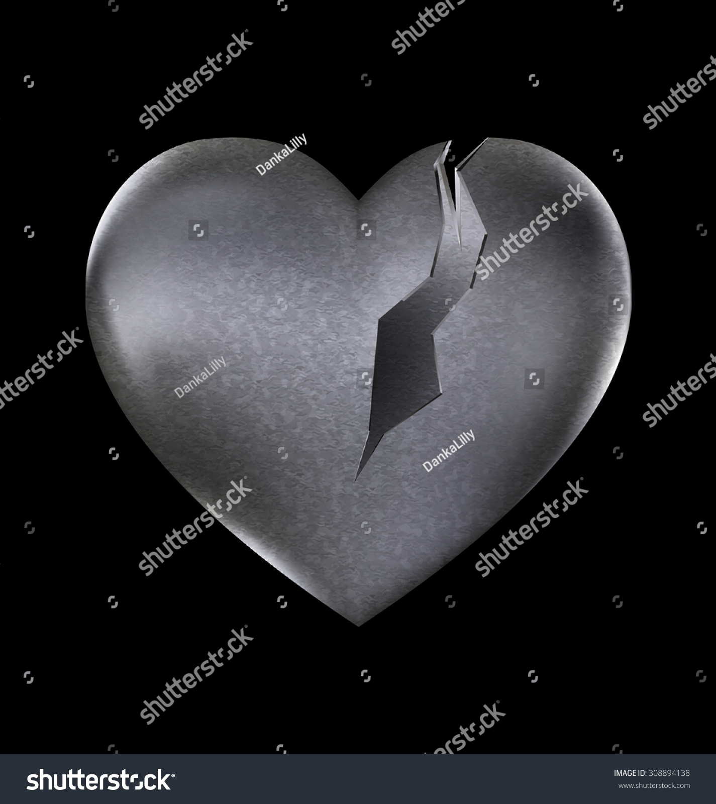 Stone Broken Heart Stock Vector 308894138 : Shutterstock