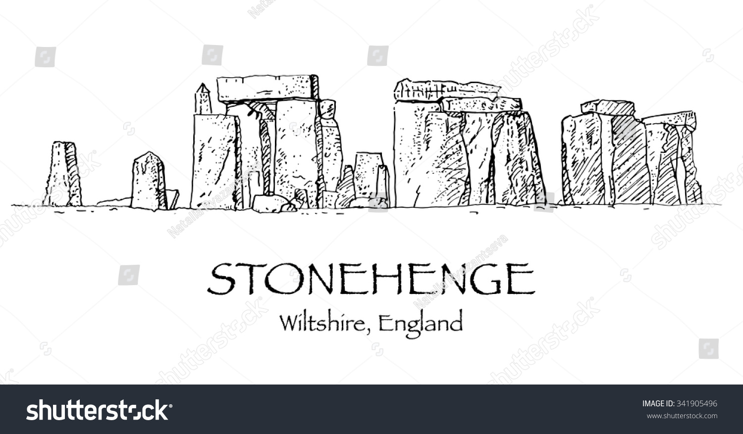 Stonehenge, Prehistoric Monument, Wiltshire, England. Hand Drawn Sketch ...