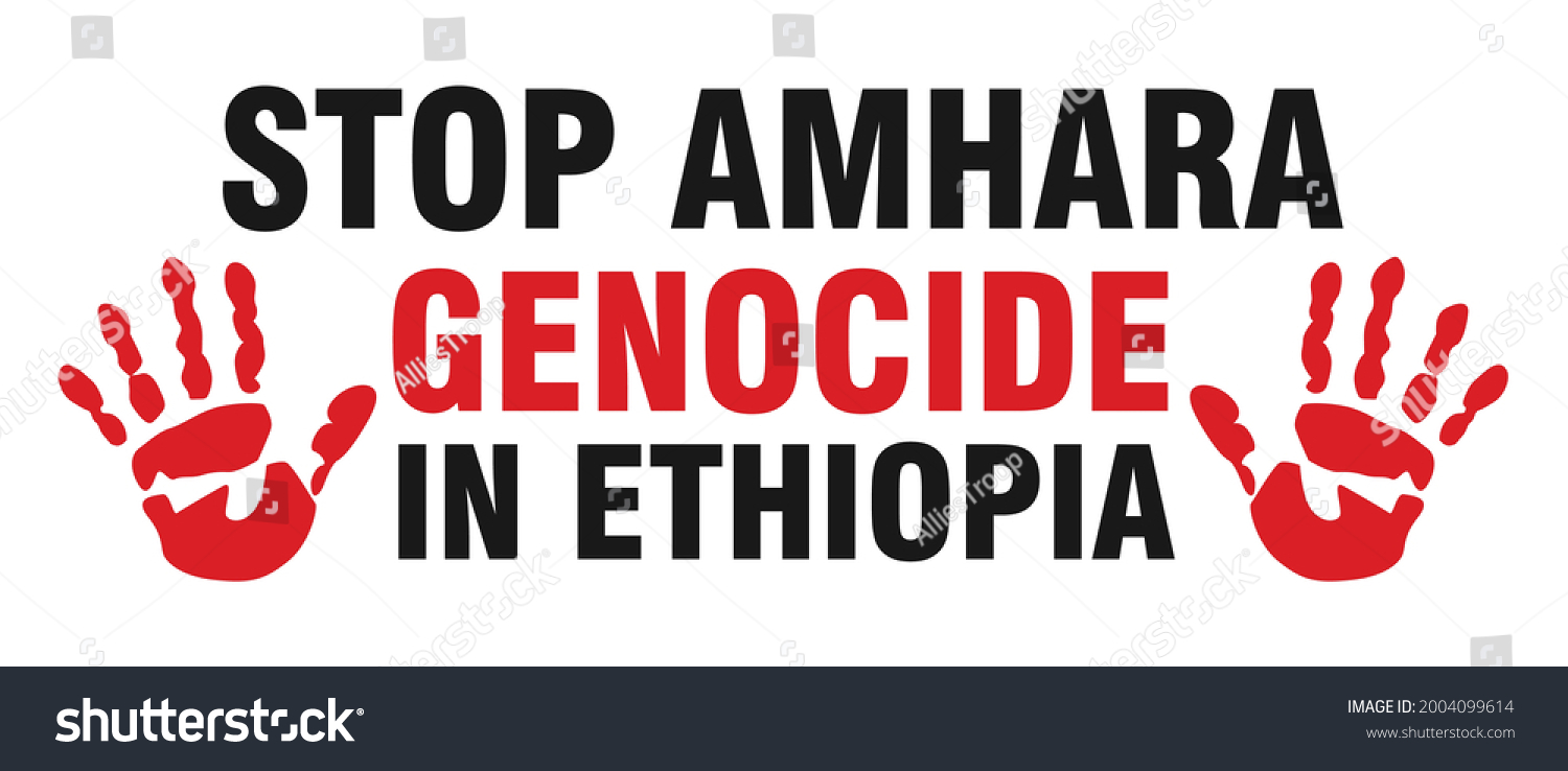 Vektor Stok Stop Amhara Genocide Ethiopia Vector Banner Tanpa Royalti Shutterstock