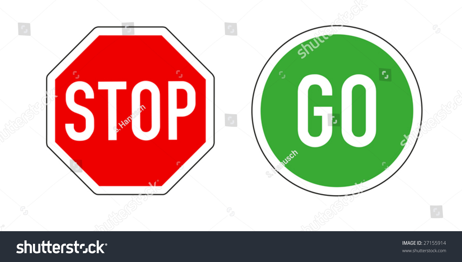 Stop Go Traffic Signs On White Stock Vector 27155914 - Shutterstock