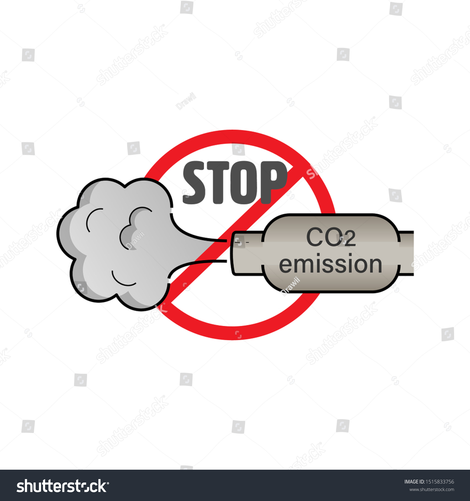 Stop Co2 Emission Reduction Carbon Dioxide Stock Vector (Royalty Free ...