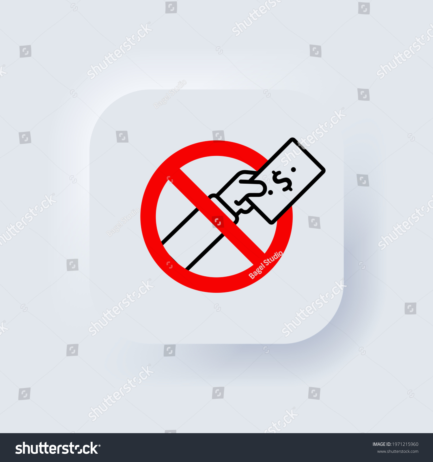 SVG of Stop corruption icon. Vector. No corruption. Corruption in prohibition sign. International Anti corruption day. Prohibition sign. Neumorphic UI UX white user interface web button. Neumorphism. Vector svg