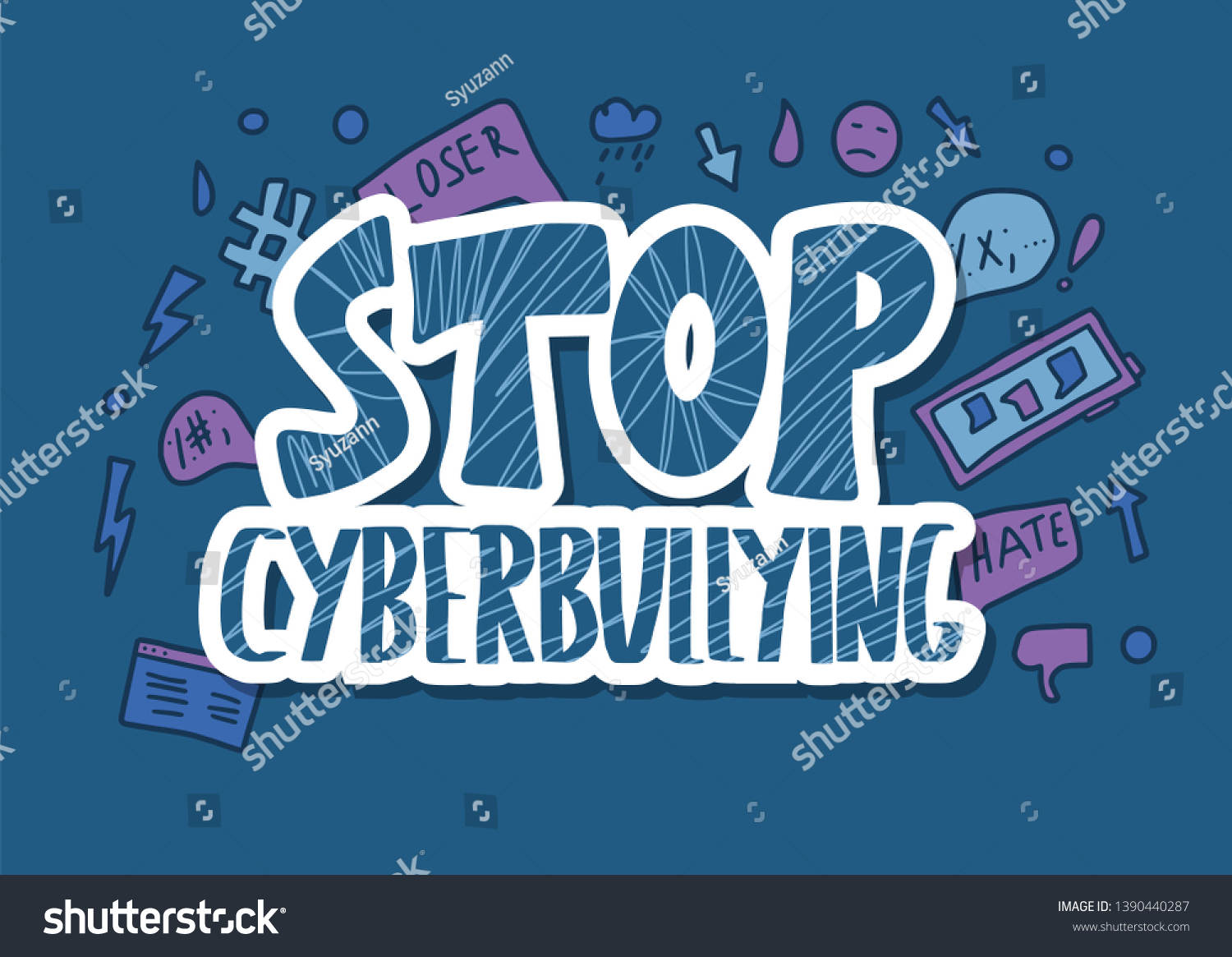 Stop Cyberbullying Message Design Elements Vector Stock Vector (Royalty ...