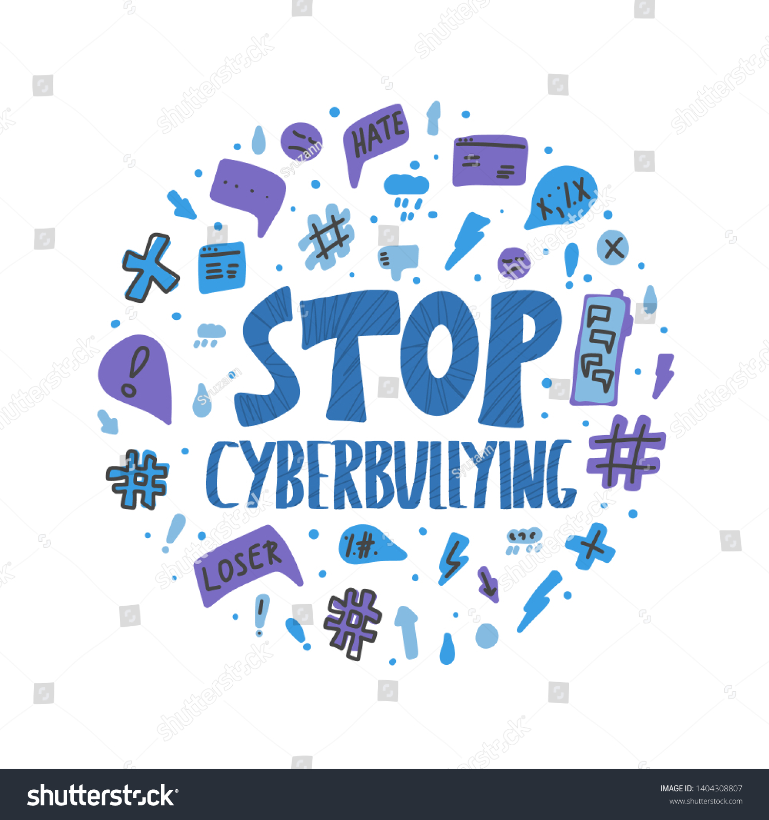 Stop Cyberbullying Round Badge Design Elements Stock Vector (Royalty ...