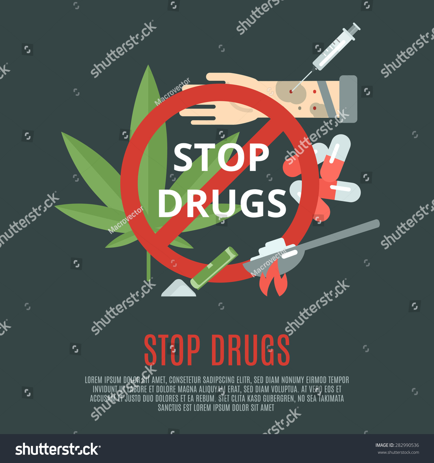 Stop Drugs Concept Marijuana Leaf Syringe Stock Vector (Royalty Free ...