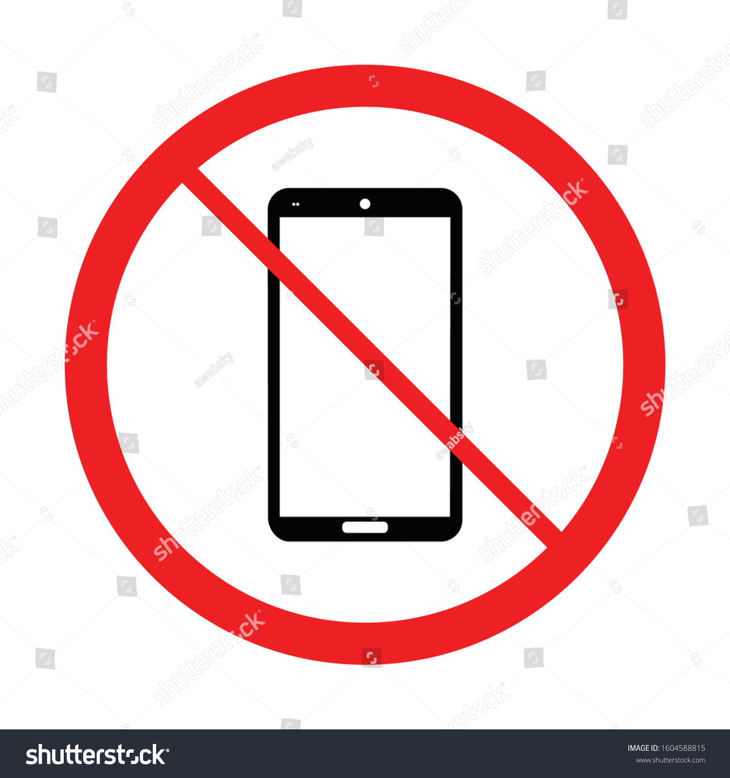 Stop Gadget Vector Illustration No Smartphone Stock Vector (royalty 