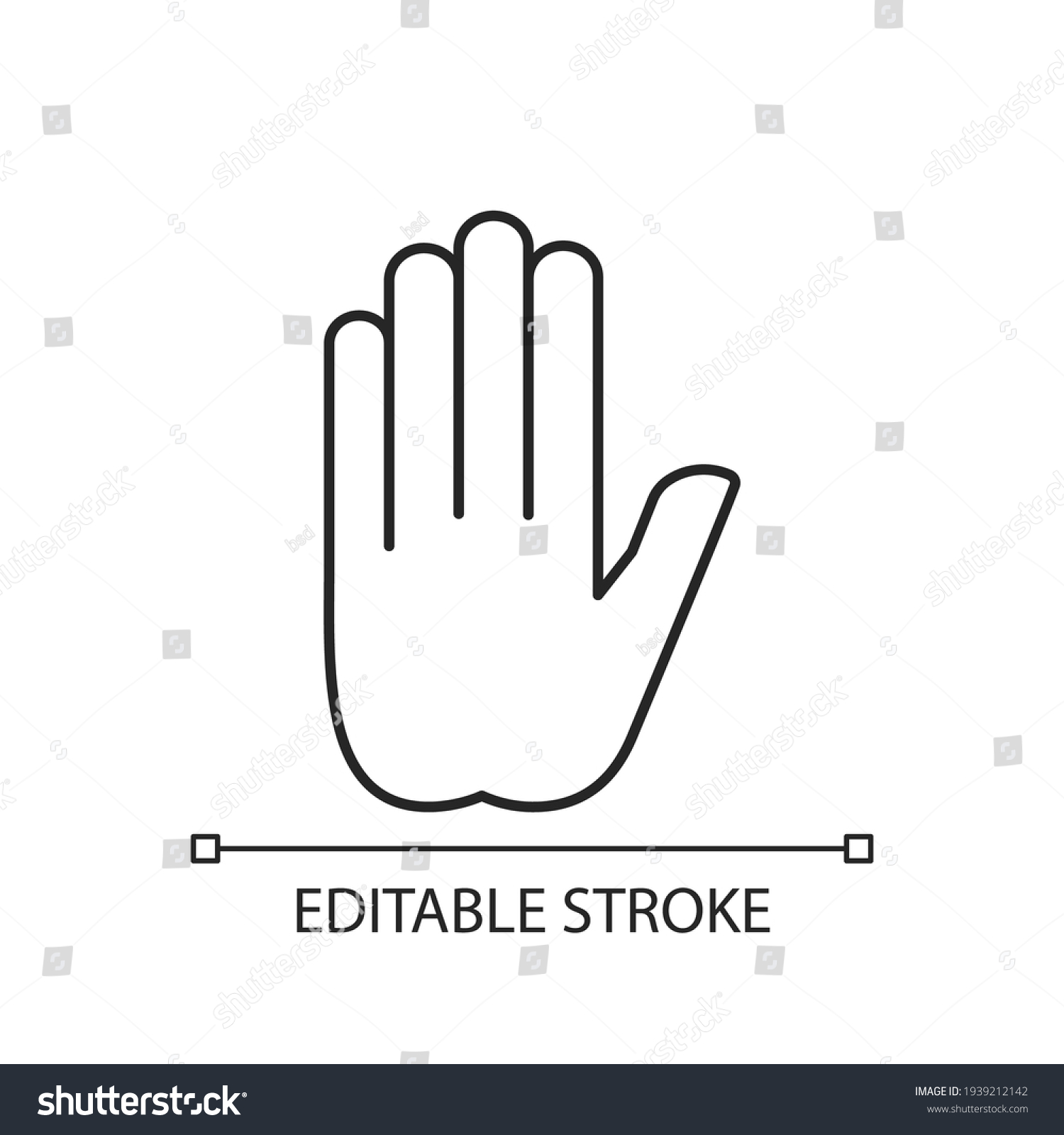 Stop Gesture Linear Icon Prohibition Something Stock Vector (Royalty ...