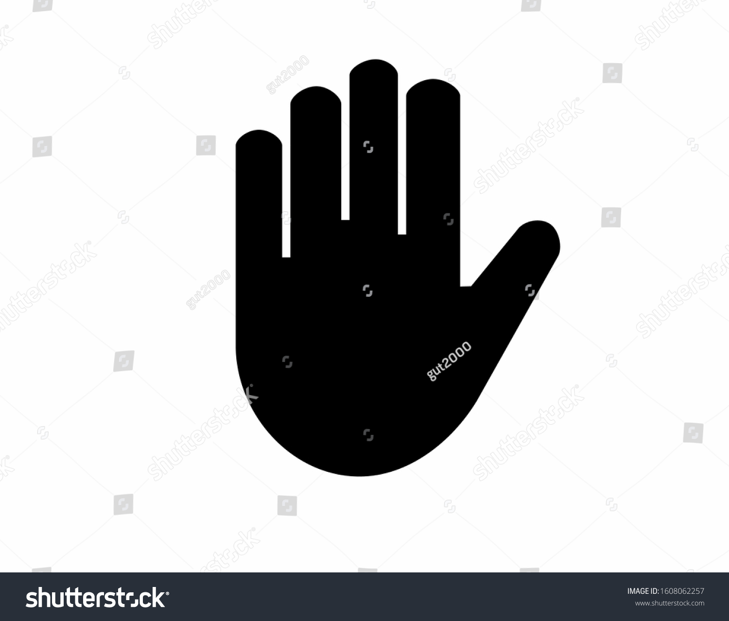 Stop Hand Black White Vector Isolated Stock Vector (Royalty Free ...