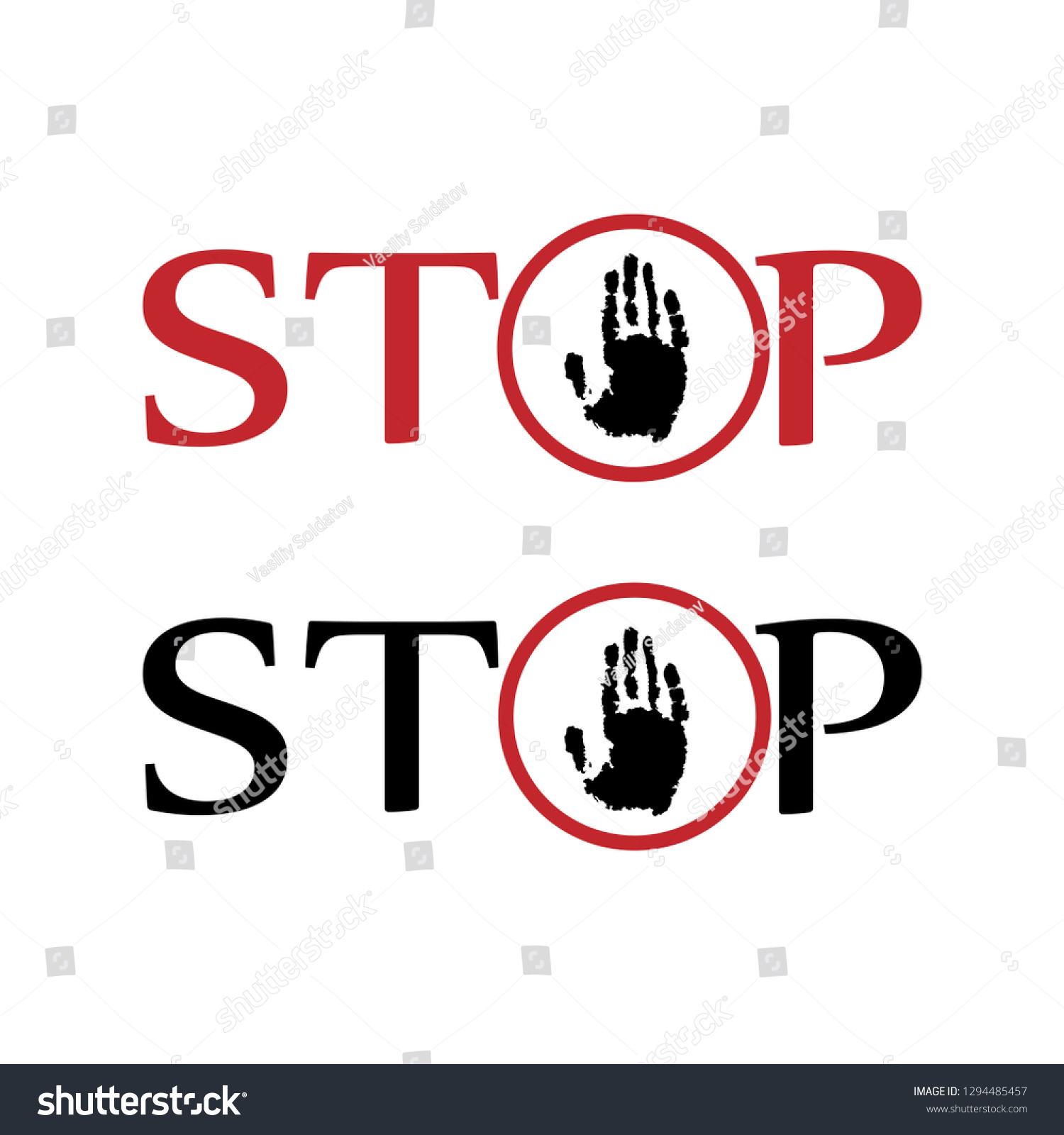 Stop Hand Logo Watercolor Pattern Handprint Stock Vector (Royalty Free ...