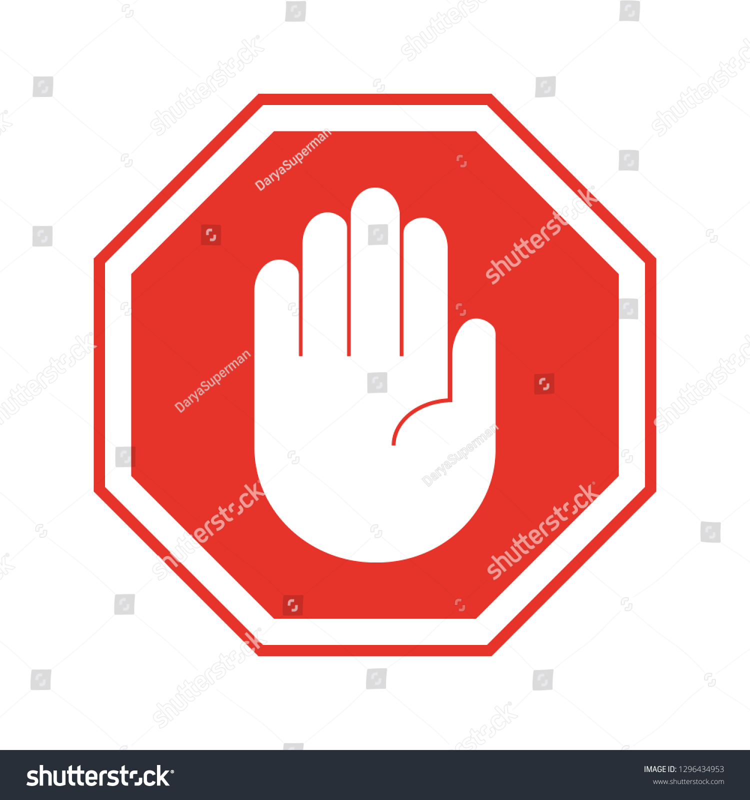 SVG of stop icon. red octagonal sign with open palm, hand, on white background. prohibition, taboo, danger.   vector illustration. svg
