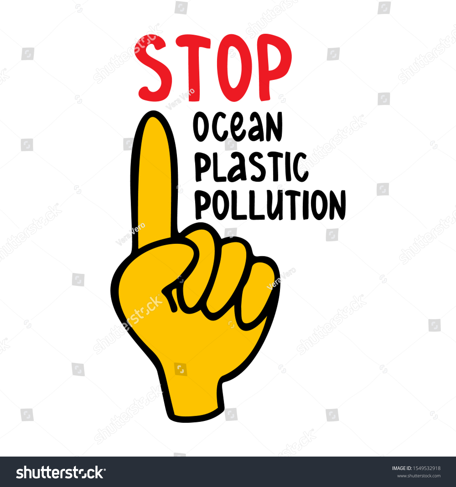 Stop Ocean Plastic Pollution Lettering Motivational Stock Vector ...