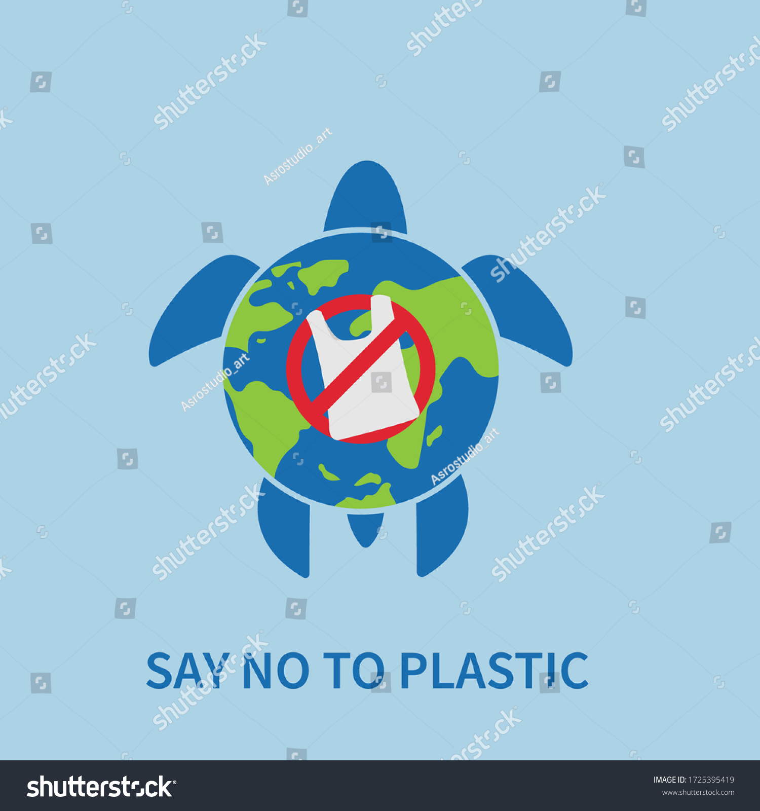 Stop Ocean Plastic Pollution Turtle Composed Stock Vector (Royalty Free ...