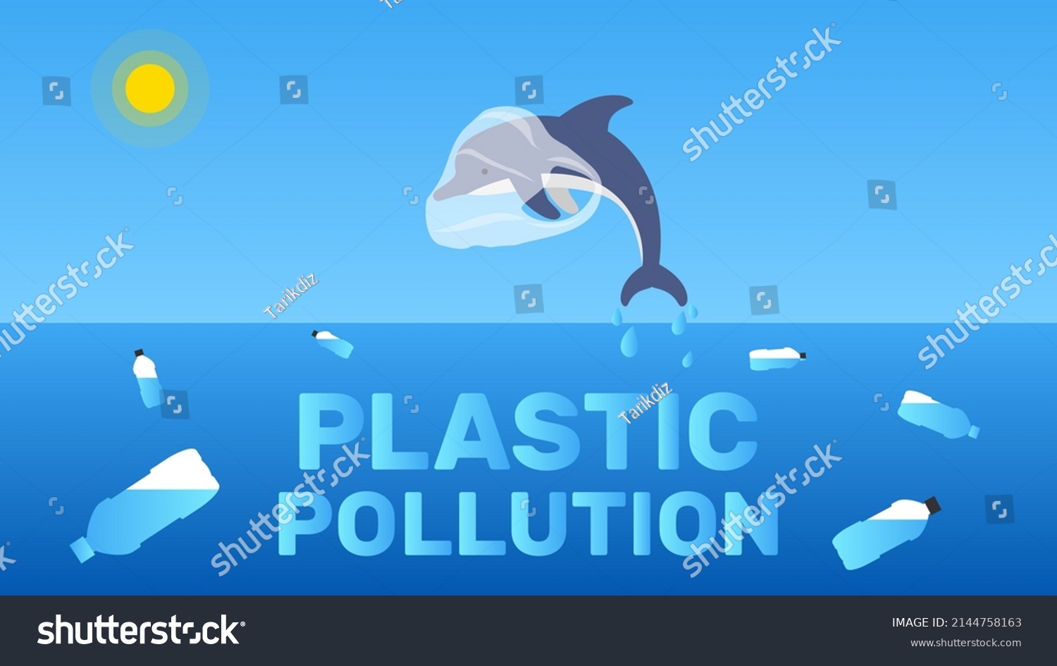 Stop Plastic Pollution Banner Designjumping Dolphin Stock Vector ...