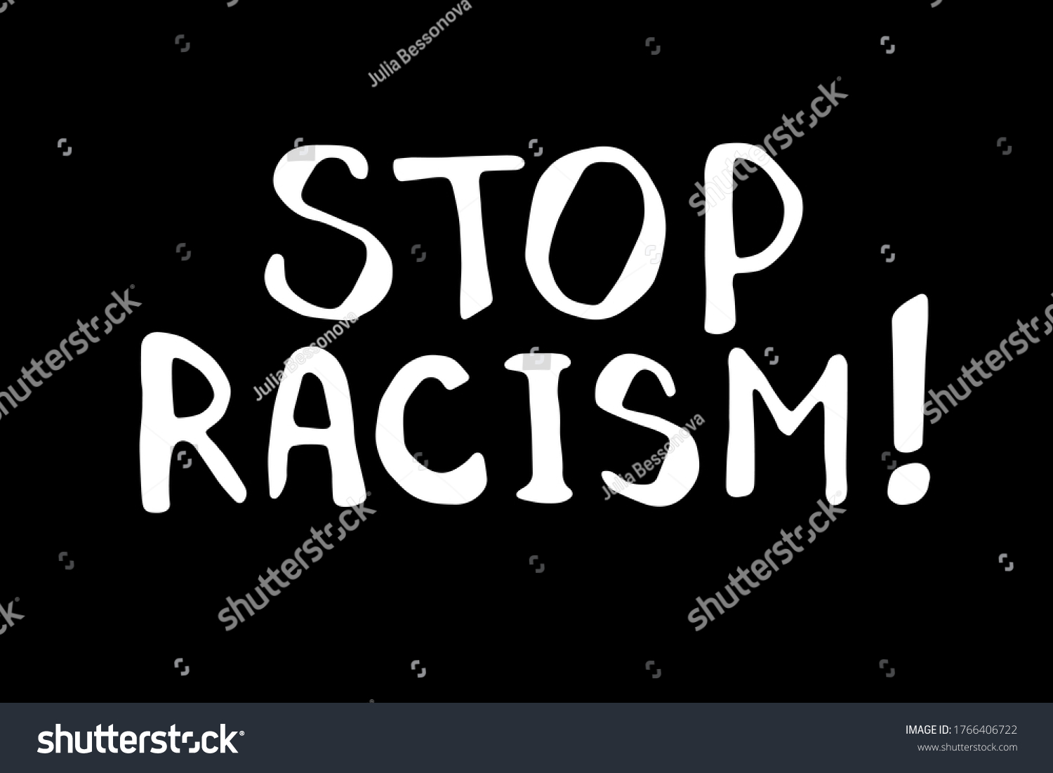 Stop Racism Vector Lettering Doodle Handwritten Stock Vector (Royalty ...