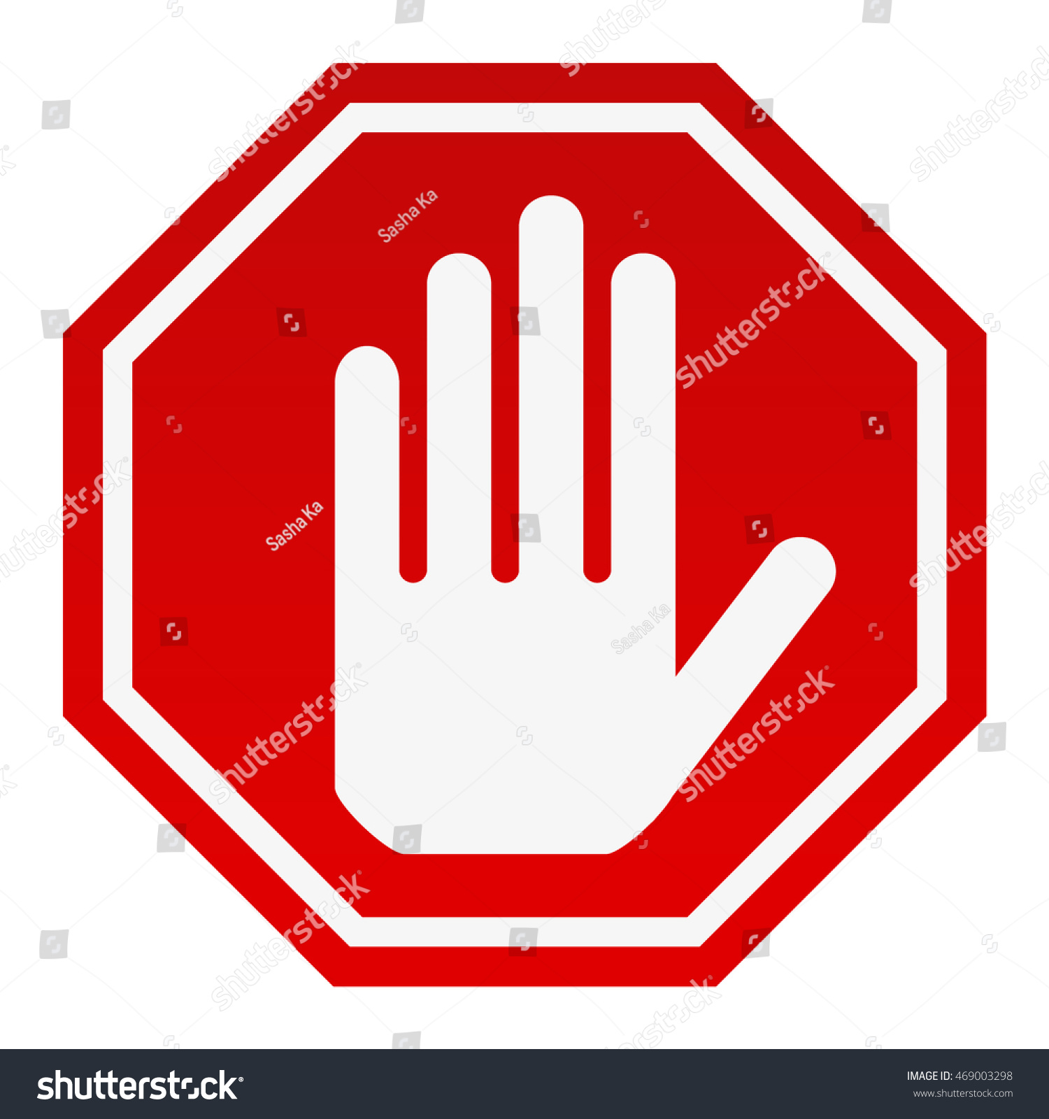 Stop Red Octagonal Stop Hand Sign Stock Vector (royalty Free) 469003298