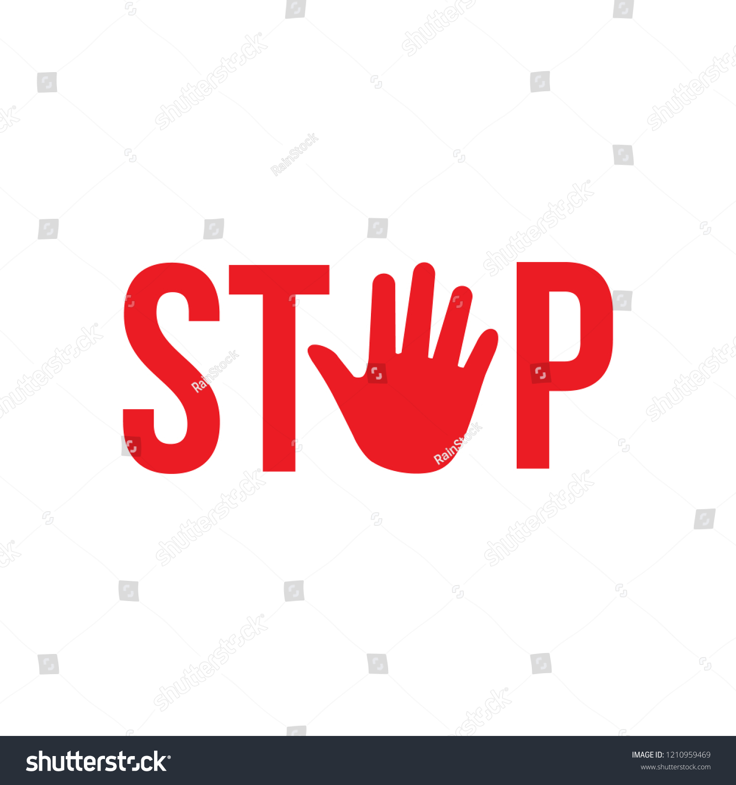 Stop Red Sign Hand Prohibited Activities Stock Vector (Royalty Free ...