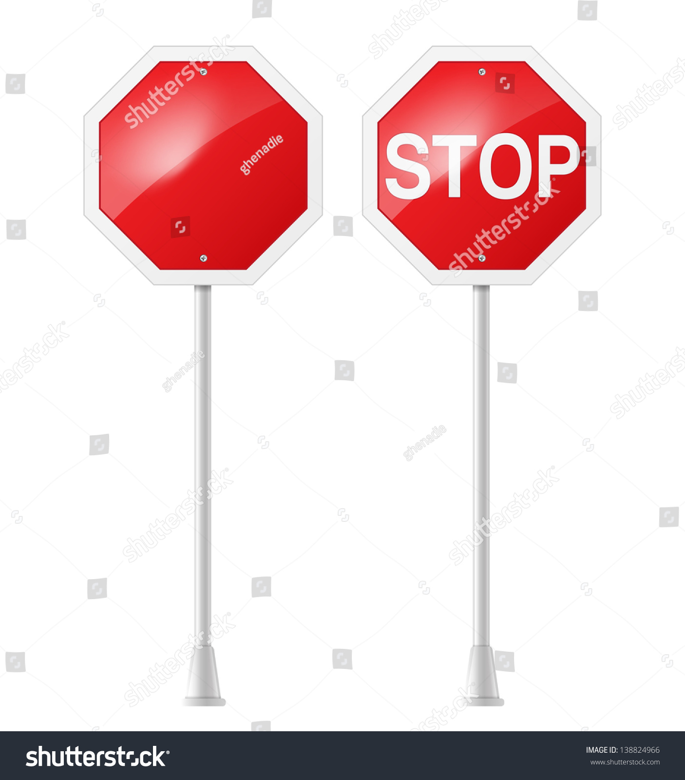 Stop Road Sign With Support Stock Vector 138824966 : Shutterstock