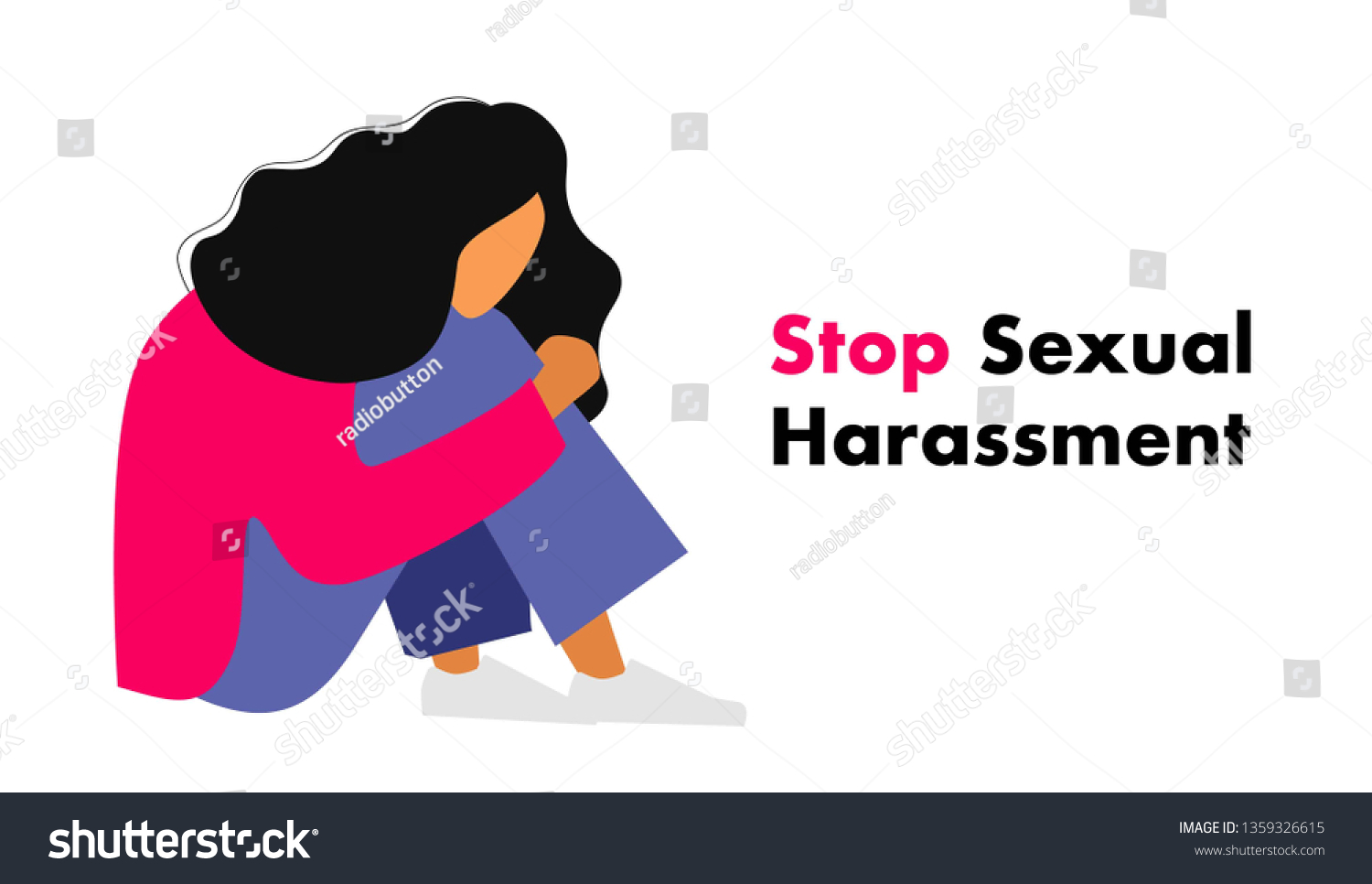 Stop Sexual Harassment Vector Illustration Frightened Stock Vector 4752