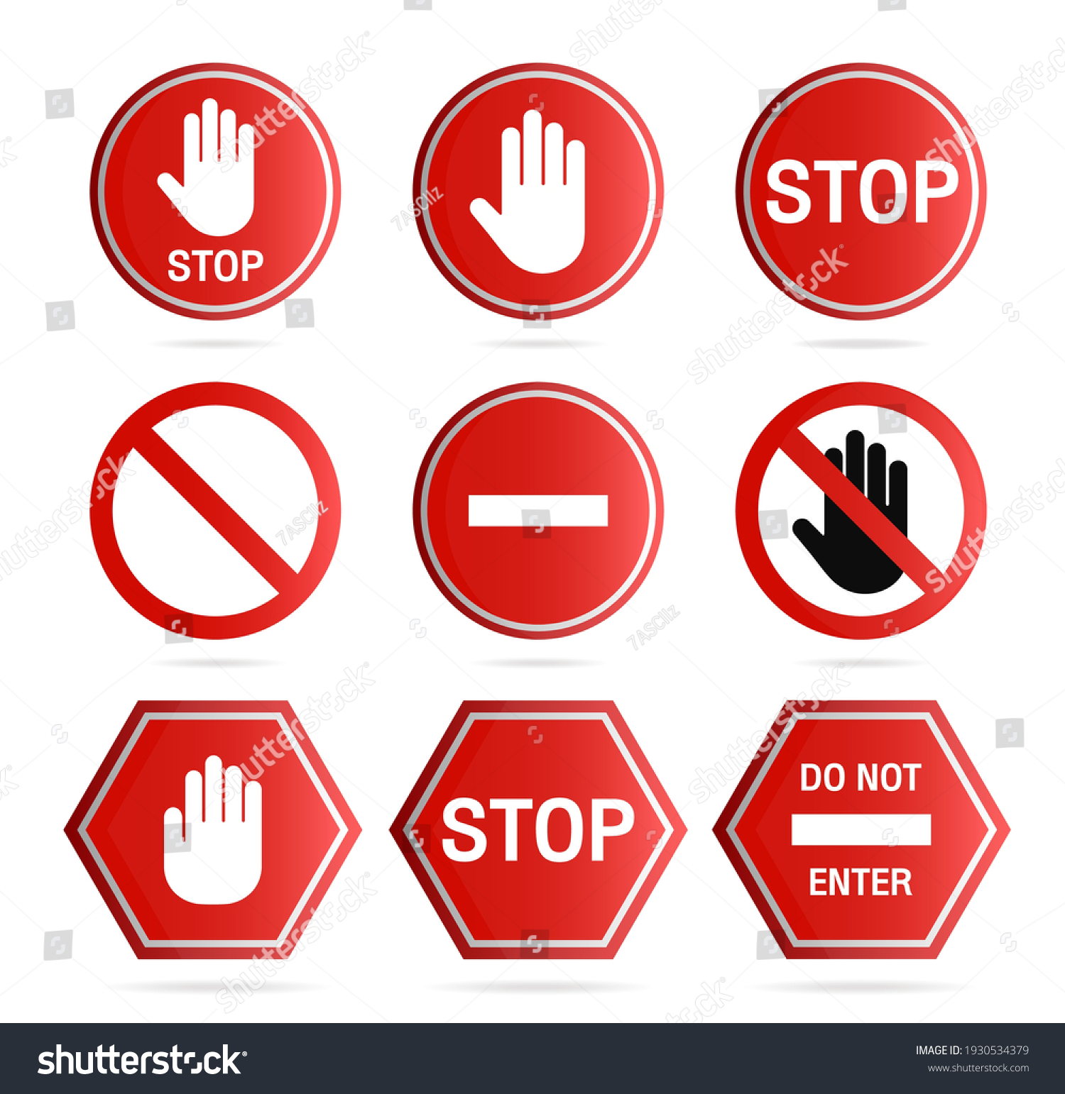 Stop Sign Iconset Restricted Dangerous Vector Stock Vector (Royalty ...