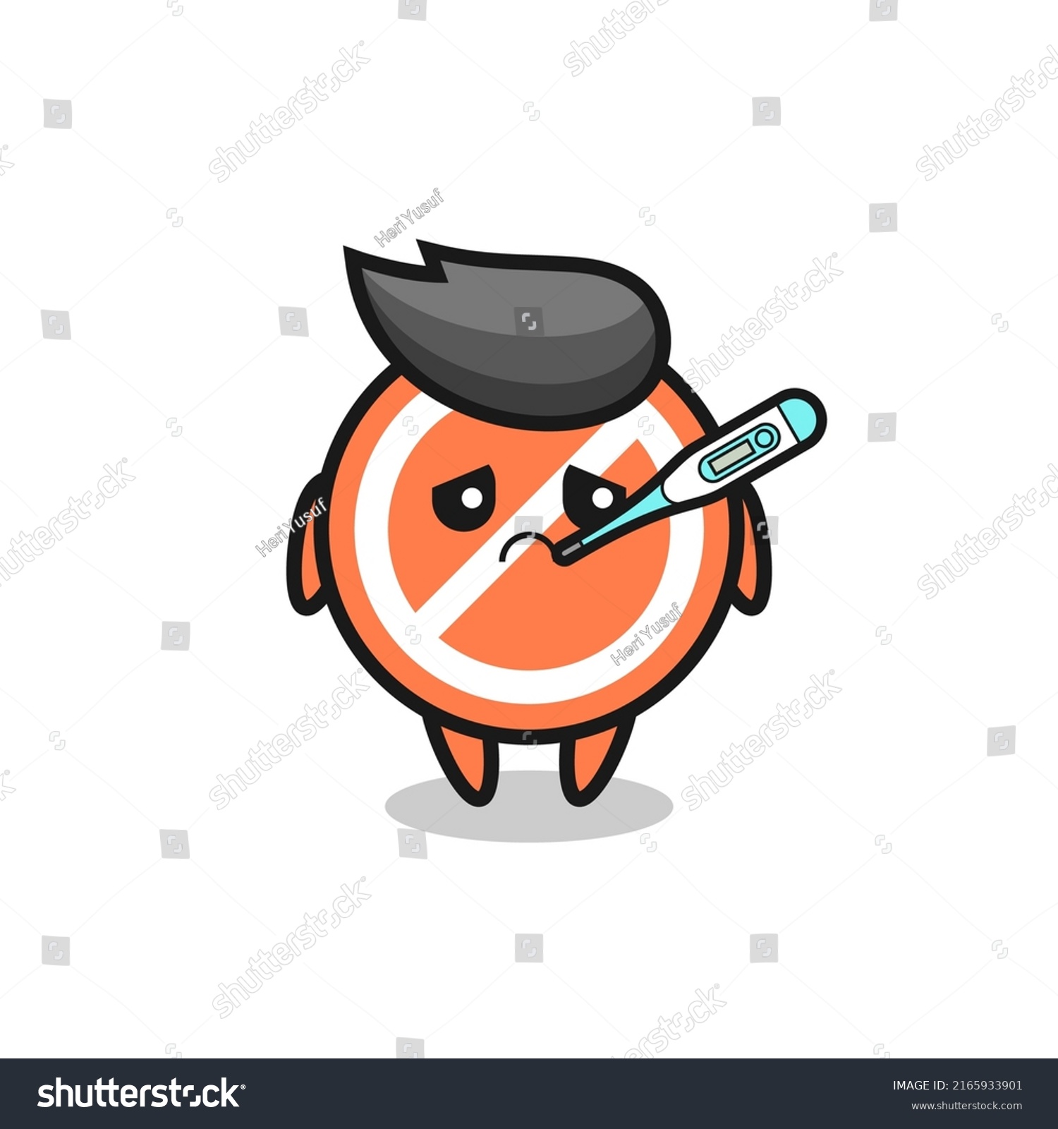 SVG of stop sign mascot character with fever condition , cute style design for t shirt, sticker, logo element svg