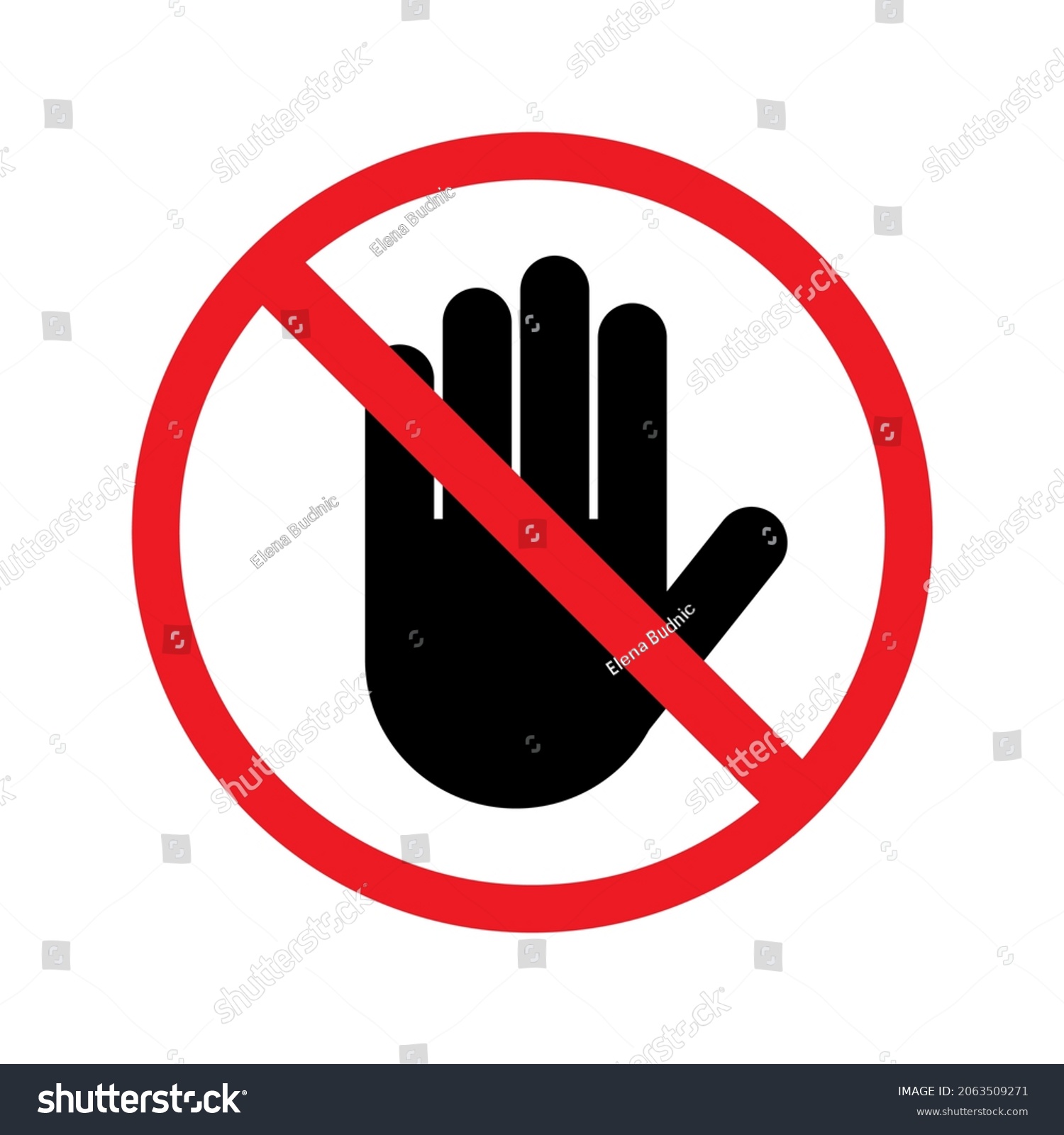 Stop Sign White Hand Red Octagonal Stock Vector (Royalty Free) 2063509271