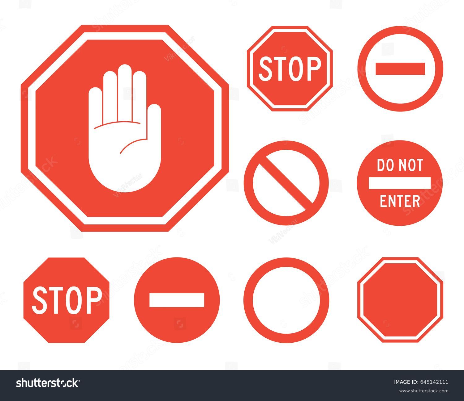 Stop Signs Collection Red White Traffic Stock Vector (Royalty Free ...