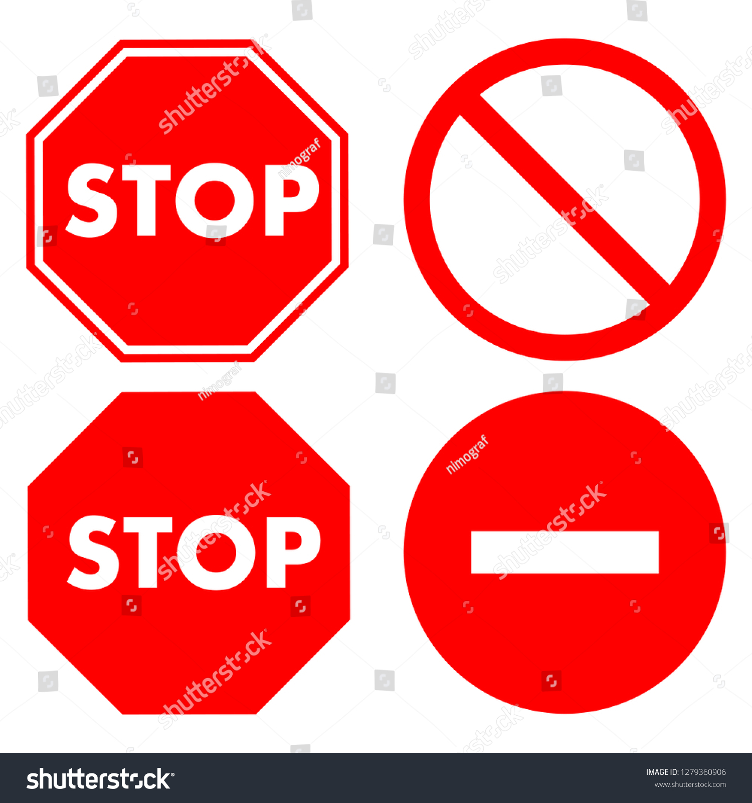 Stop Signs Collection Yellow Red White Stock Vector (Royalty Free ...