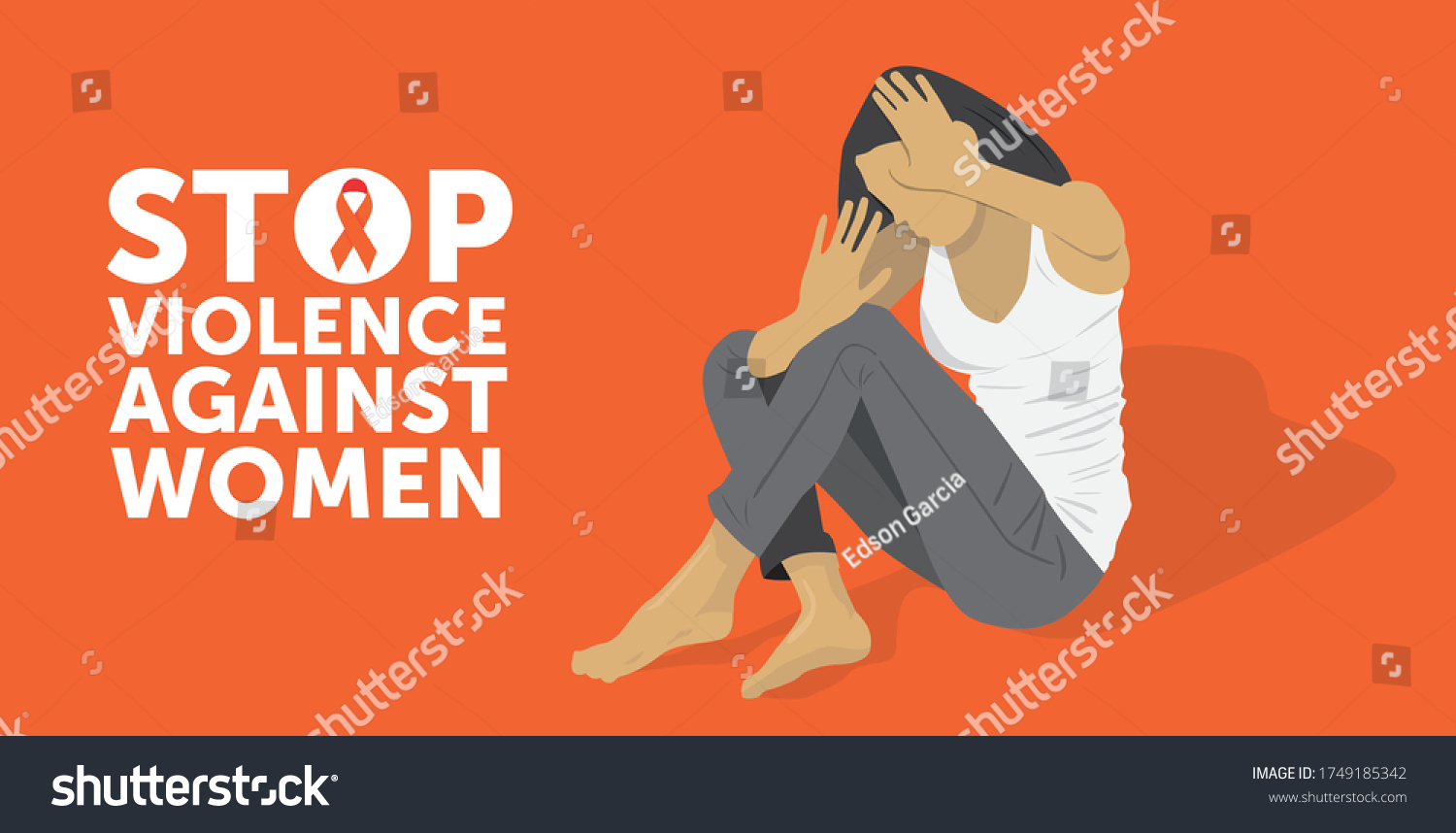 Stop Violence Against Women Banner Stock Vector Royalty Free 1749185342 4792