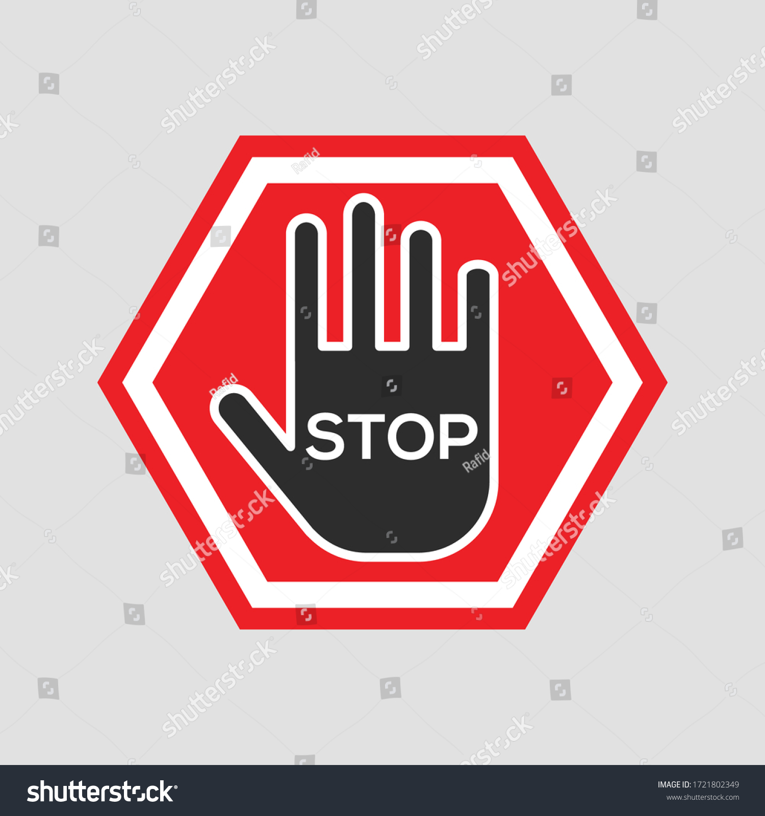 Stop Hand Symbol Icon Vector Illustration Stock Vector Royalty Free 1721802349 Shutterstock