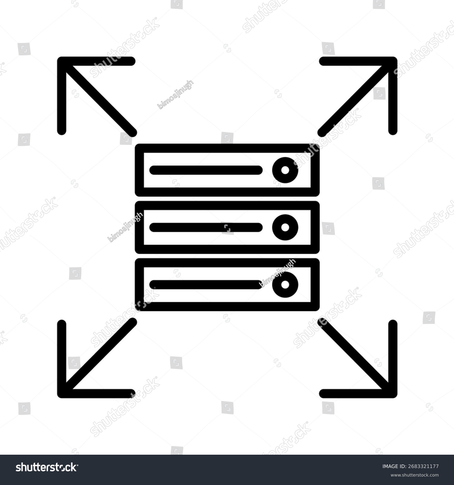 black server with arrows, data transfer clip art preview