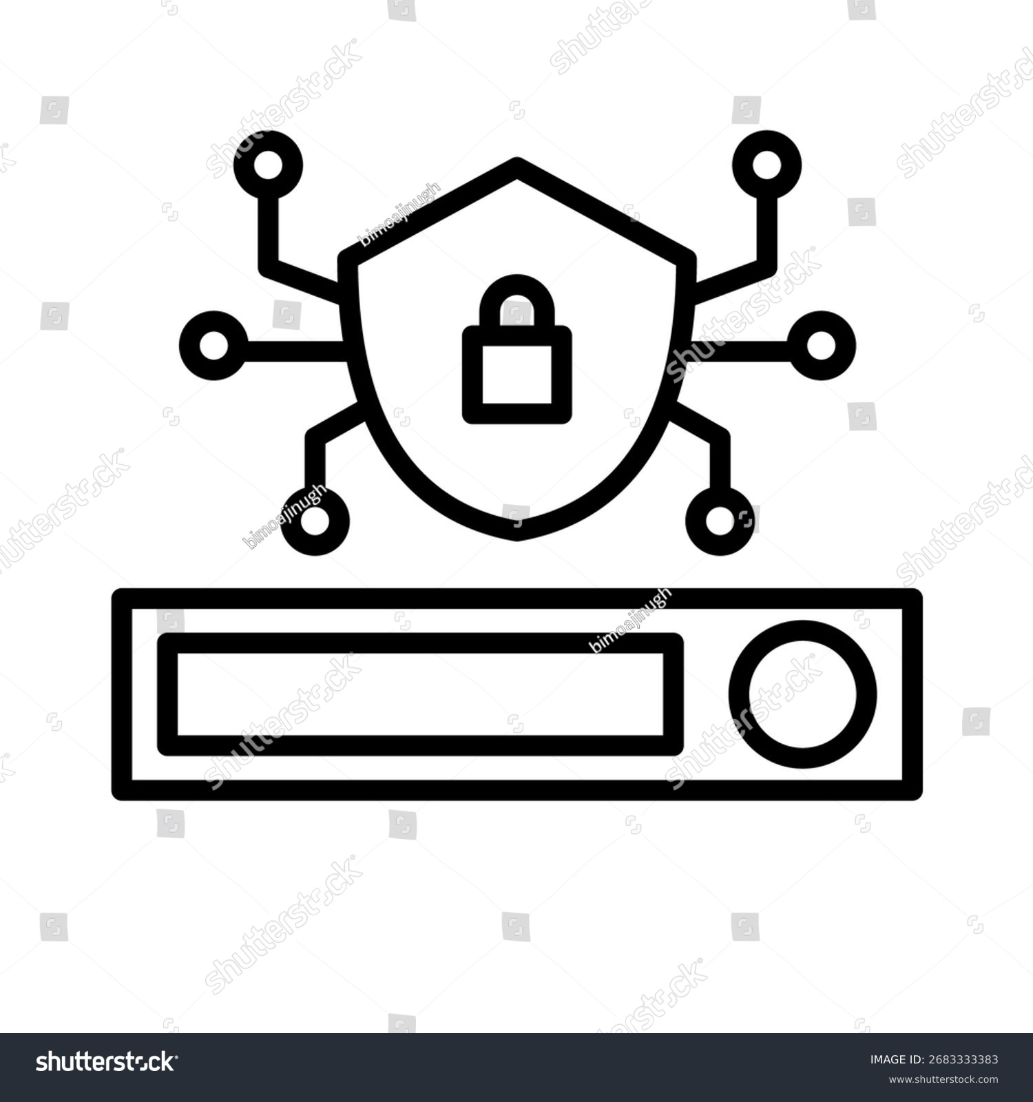 black security shield with lock and network clip art preview
