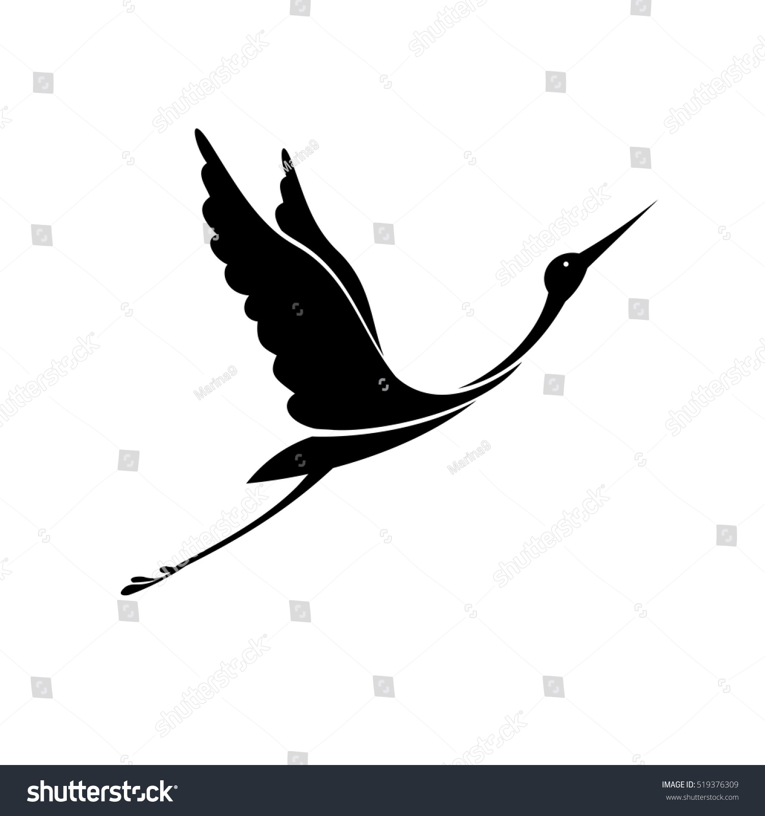 Stork Icon Logo Black Silhouette On Stock Vector (royalty Free 