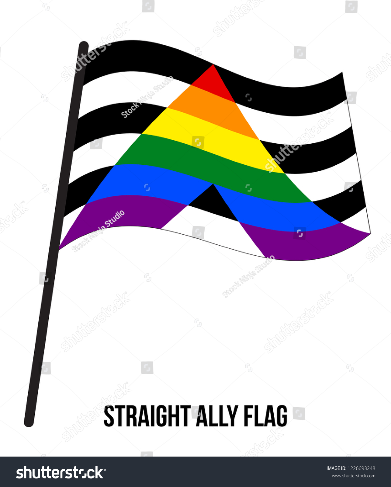 Straight Ally Flag Waving Vector Illustration Stock Vector (royalty 