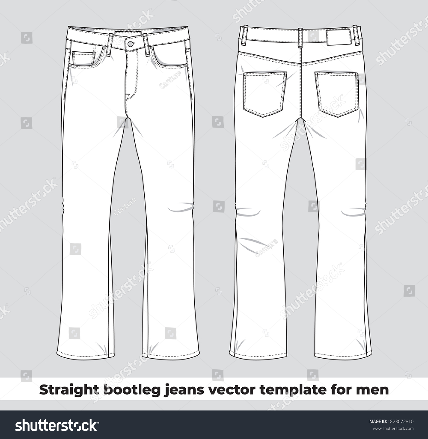 Straight Bootleg Jeans Vector Template Men Stock Vector (Royalty Free ...