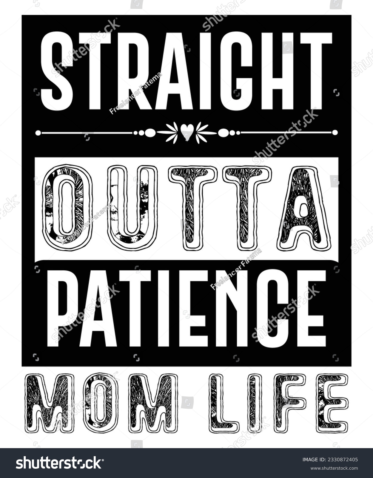 SVG of Straight outta patience mom life Happy mother's day shirt print template, Typography design for mom, mother's day, wife, women, girl, lady, boss day, birthday  svg