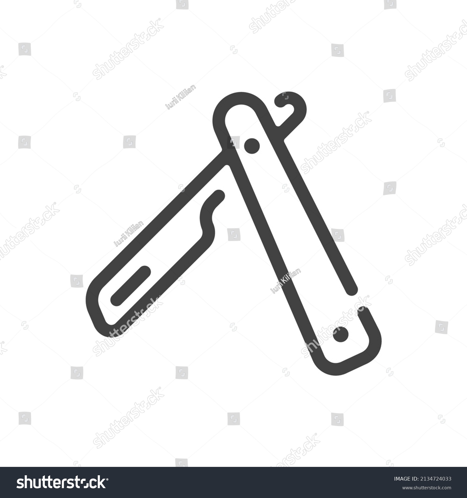 Straight Razor Outline Icon Vector Illustration Stock Vector (royalty 