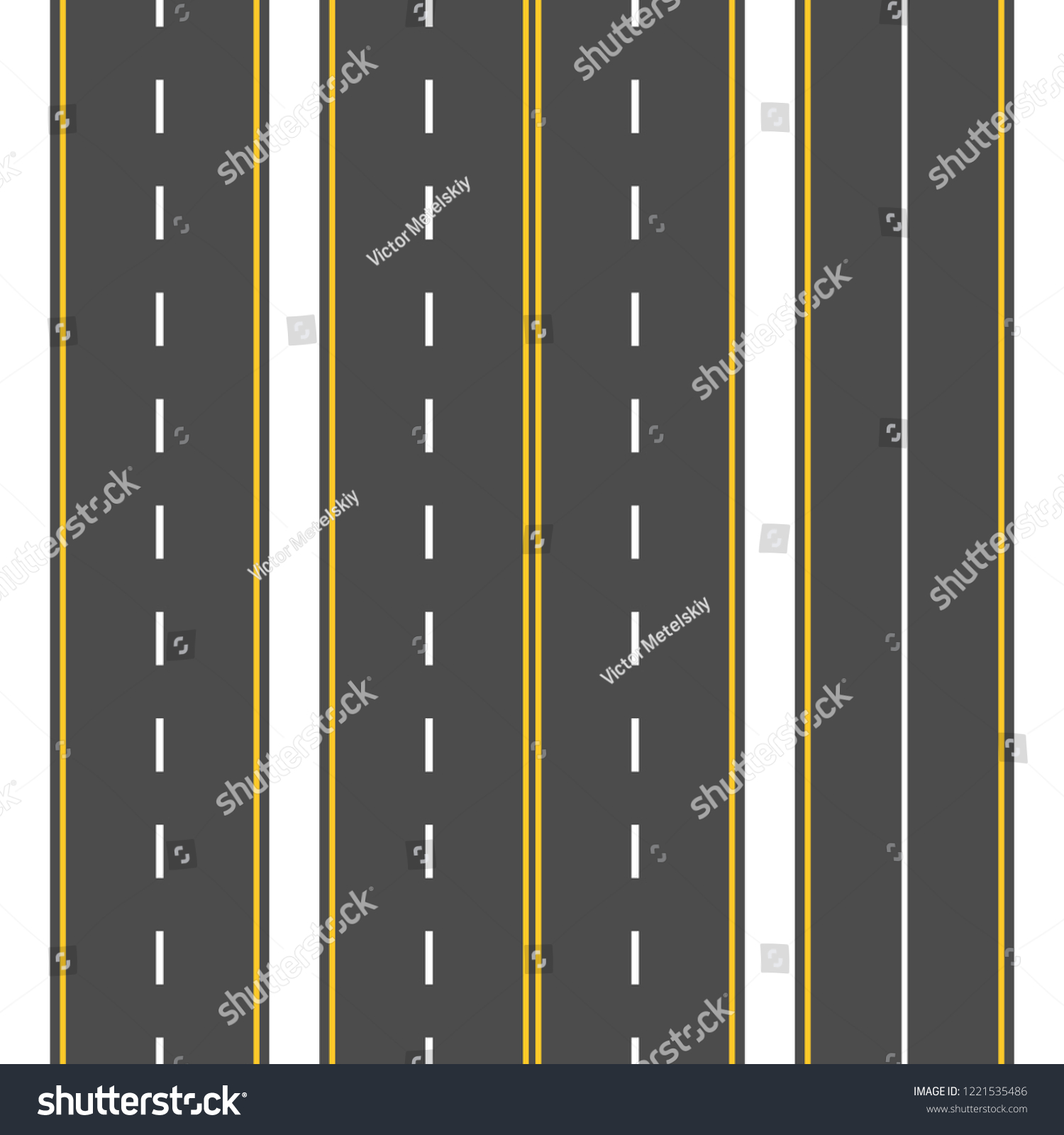 Straight Road Set Seamless Asphalt Roads Stock Vector (Royalty Free ...