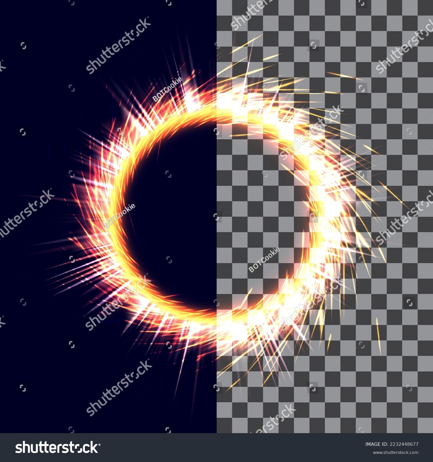 SVG of Strange portal ring energy beam. Sparks effect circle isolated. Magic ring flame on background svg