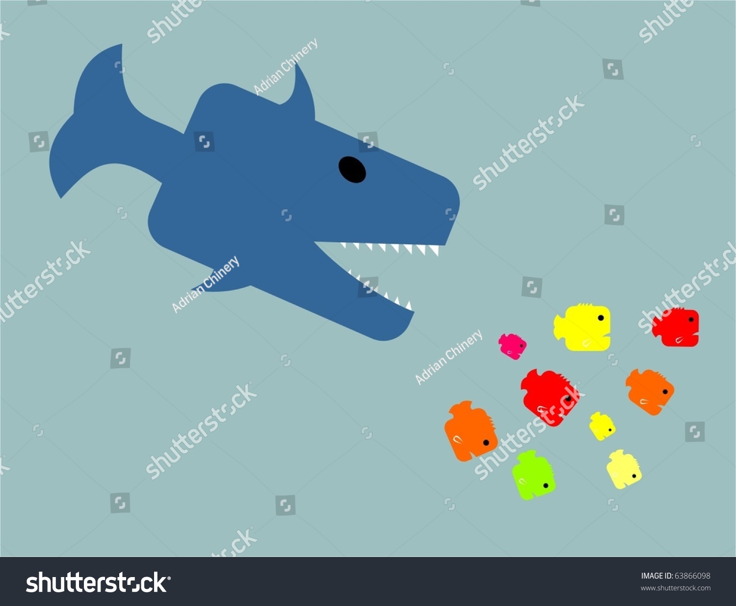 Strange Rectangular Fish Chasing Some Small Stock Vector (royalty Free 