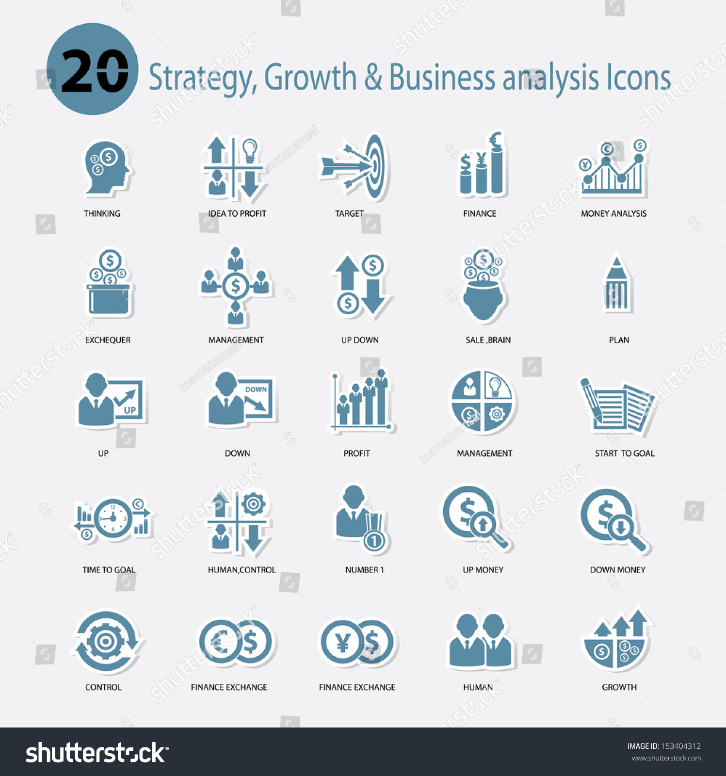 Strategy,Growth & Business Analysis Icons,Blue Version,Vector ...