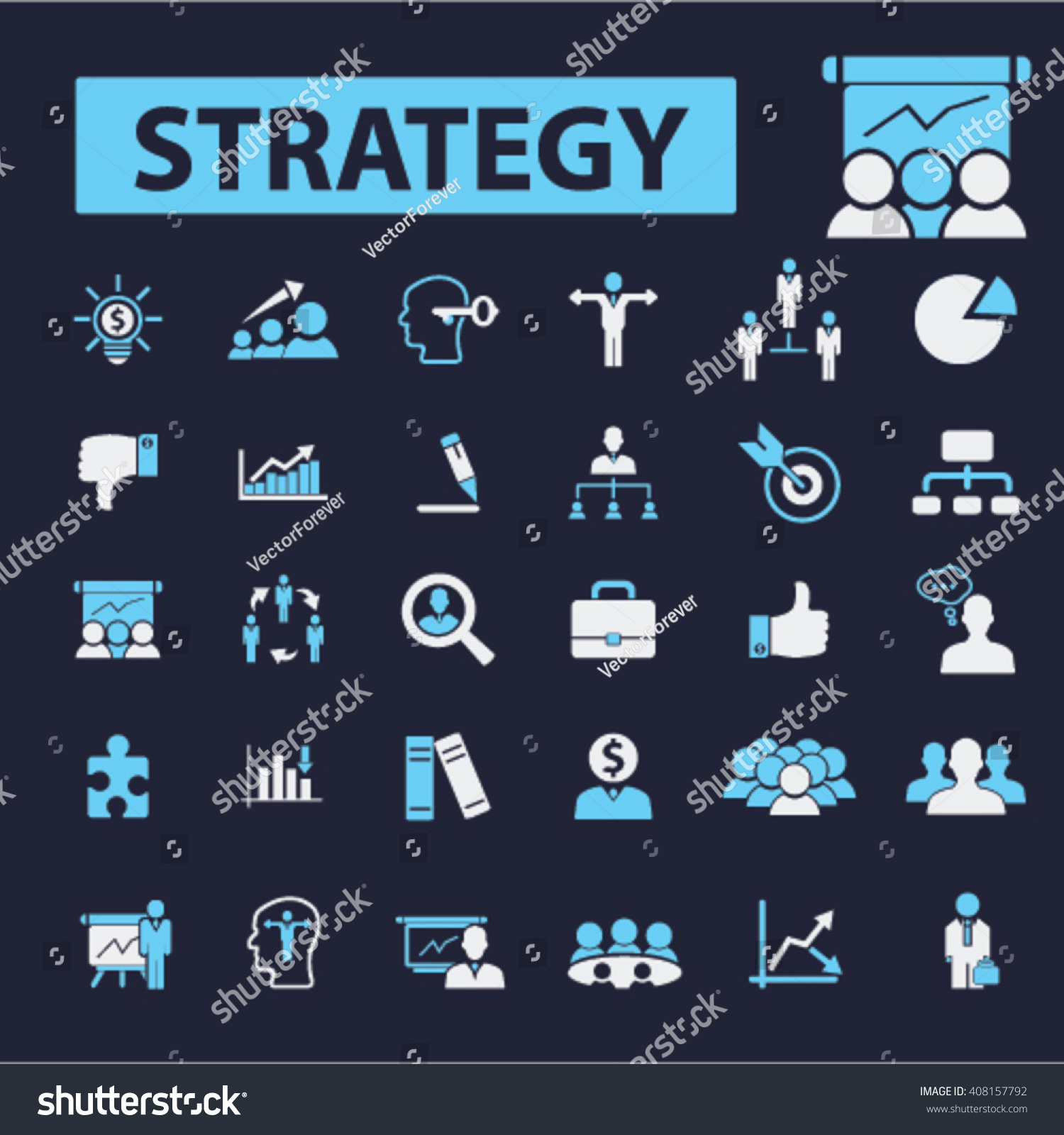 Strategy Icons Stock Vector Illustration 408157792 : Shutterstock