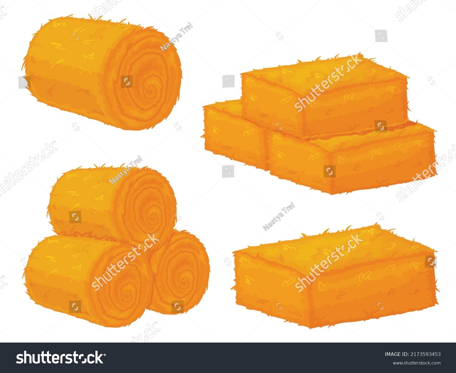 Straw Hay Set Straw Grass Food Stock Vector (Royalty Free) 2173593453 ...