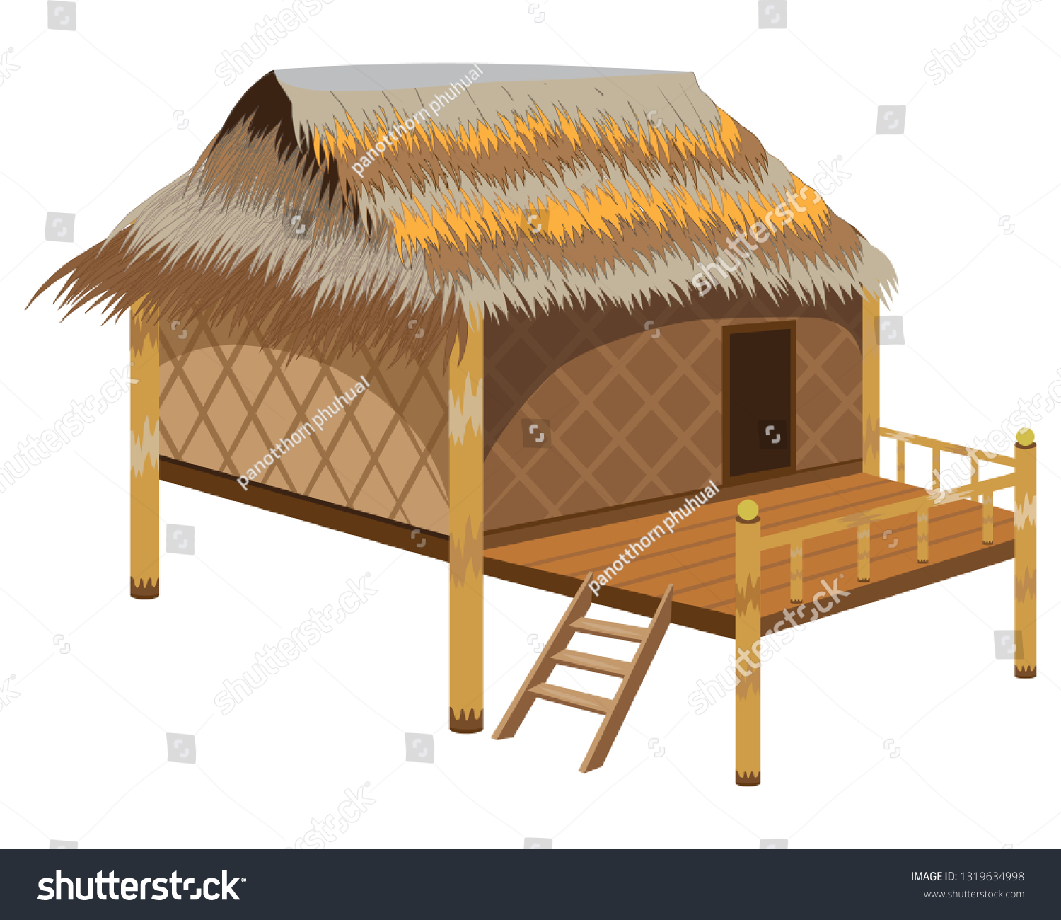 Straw Hut Vector Design Stock Vector (royalty Free) 1319634998